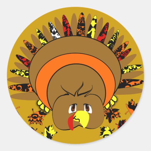 Niedliche Vollfarbe Türkei Runder Aufkleber (Vorderseite)