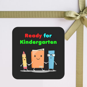 Niedliche Vorbereitung für Kindergarten Schulbuch  Quadratischer Aufkleber
