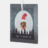 Niedliche Vorlage für das erste Weihnachts-Welpenf Ornament Aus Glas (Vorderseite links)