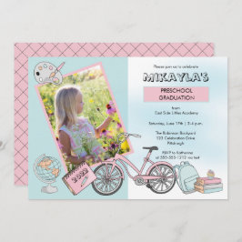 Niedliche Vorschul-Foto-Girl-Graduiertenparty Einladung