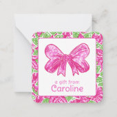 Niedliche Vorweihnachtscreme, Rosa und grüne Bogen Mitteilungskarte (Vorderseite)