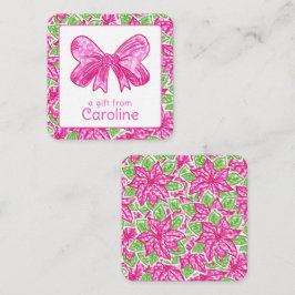 Niedliche Vorweihnachtscreme, Rosa und grüne Bogen Mitteilungskarte