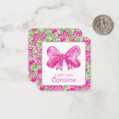 Niedliche Vorweihnachtscreme, Rosa und grüne Bogen Mitteilungskarte (Vorderseite/Rückseite Beispiel)