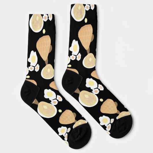 Niedliche Waffeln Pfannkuchen Frühstücksbuffet Par Socken (Rechts)