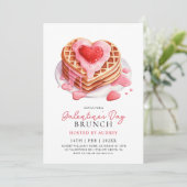 Niedliche Waffeln Valentine Galentines Brunch Einladung (Stehend Vorderseite)