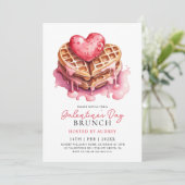Niedliche Waffeln Valentine Galentines Brunch Einladung (Stehend Vorderseite)
