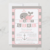 Niedliche Wal Girl Babydusche Einladung (Vorderseite)