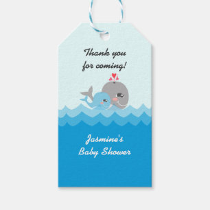 Niedliche Wal-Jungen-Baby-Dusche Geschenkanhänger