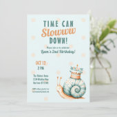 Niedliche Wald-Schneckenzeit Fliegt zum Geburtstag Einladung (Stehend Vorderseite)