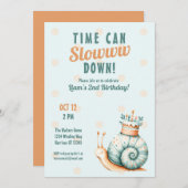 Niedliche Wald-Schneckenzeit Fliegt zum Geburtstag Einladung (Vorne/Hinten)