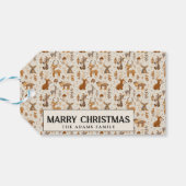 Niedliche Waldbabys frohe Weihnachten Geschenkanhänger (Rückseite Horizontal)