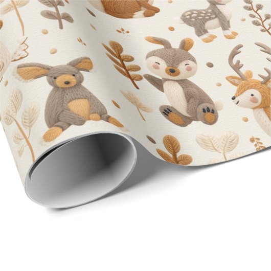 Niedliche Waldbabys Weihnachten Geschenkpapier (Rolleneckpunkt)