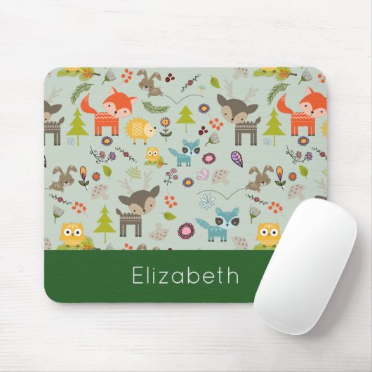 Niedliche Waldbewohner Tiermuster Mousepad (Mit Mouse)