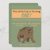 Niedliche Waldbraune Bärenkuppe Einladung (Vorne/Hinten)