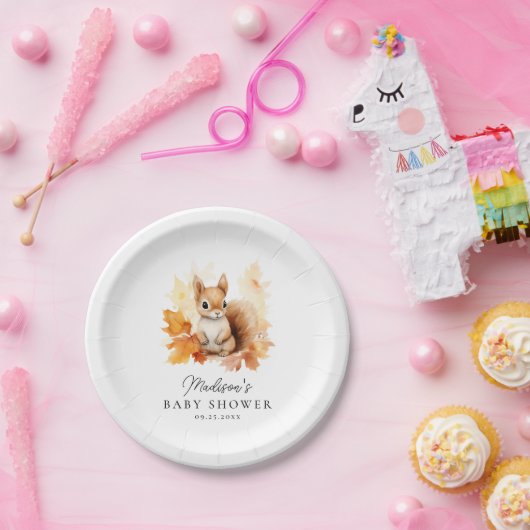 Niedliche Waldereichhörnchen Herbstdusche Pappteller (Party)