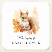 Niedliche Waldereichhörnchen Herbstdusche Rechteckiger Pappuntersetzer (Vorderseite)
