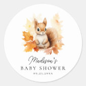 Niedliche Waldereichhörnchen Herbstdusche Runder Aufkleber (Vorderseite)