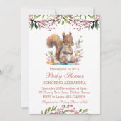 Niedliche Walderichhörnchenwälder Kinderdusche Einladung (Vorderseite)