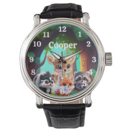 Niedliche Waldfreunde Fuchs-Raccoon-Reh Armbanduhr