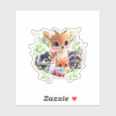 Niedliche Waldfreunde Fuchs-Raccoon-Reh Aufkleber (Blatt)