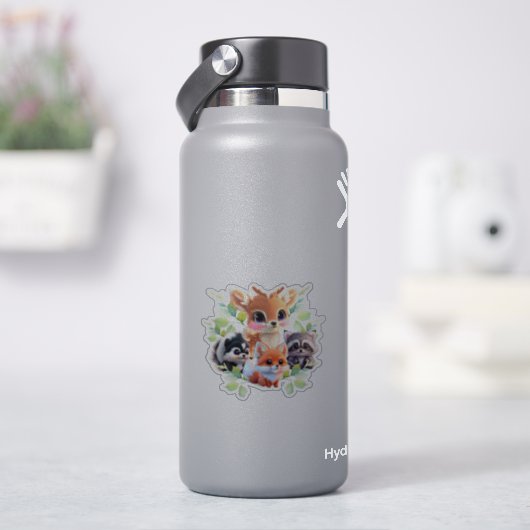 Niedliche Waldfreunde Fuchs-Raccoon-Reh Aufkleber (HydroFlask)