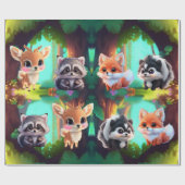Niedliche Waldfreunde Fuchs-Raccoon-Reh Geschenkpapier (Flach)