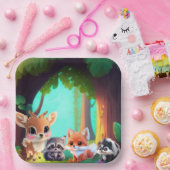 Niedliche Waldfreunde Fuchs-Raccoon-Reh Pappteller (Party)