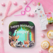 Niedliche Waldfreunde Fuchs-Raccoon-Reh Pappteller (Party)