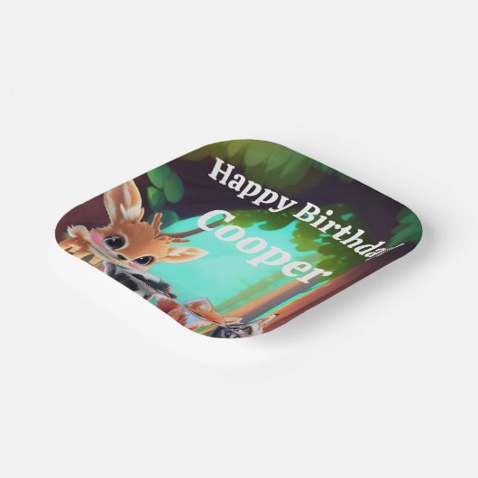 Niedliche Waldfreunde Fuchs-Raccoon-Reh Pappteller (Gewinkelt)