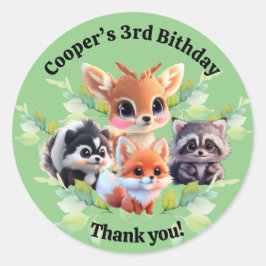 Niedliche Waldfreunde Fuchs-Raccoon-Reh Runder Aufkleber