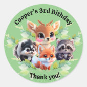 Niedliche Waldfreunde Fuchs-Raccoon-Reh Runder Aufkleber (Vorderseite)
