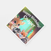 Niedliche Waldfreunde Fuchs-Raccoon-Reh Serviette (Ecke)