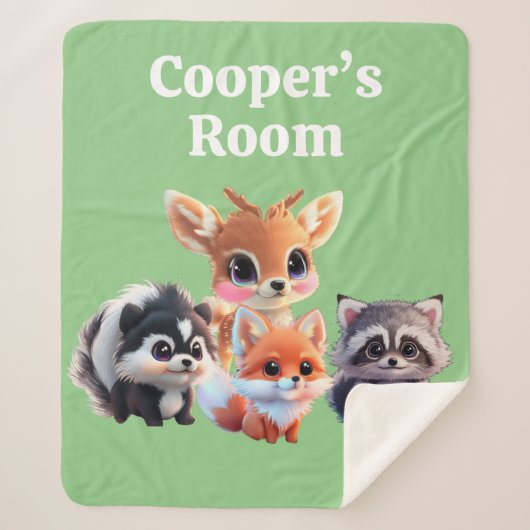 Niedliche Waldfreunde Fuchs-Raccoon-Reh Sherpadecke (Vorderseite)