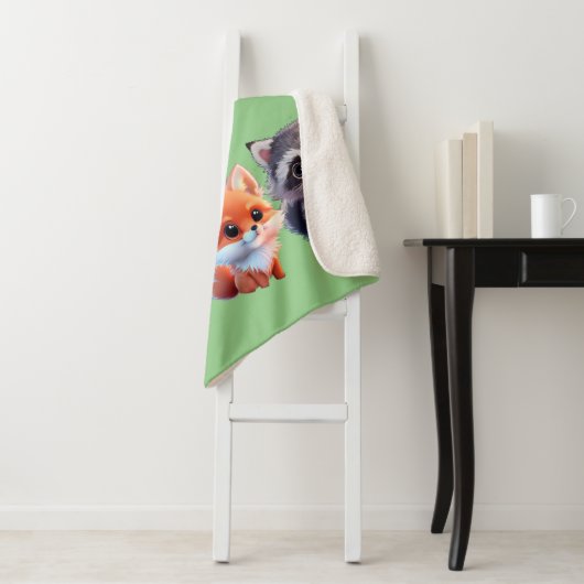 Niedliche Waldfreunde Fuchs-Raccoon-Reh Sherpadecke (Beispiel)