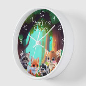 Niedliche Waldfreunde Fuchs-Raccoon-Reh Uhr (Winkel)