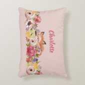 Niedliche Waldfüchse schlafen auf Blume Rosa Name Dekokissen (Vorderseite(Vertikal))