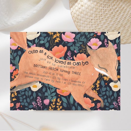 Niedliche Waldfüßer Wasserfarbe Flora 3. Geburtsta Einladung