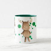 Niedliche Waldgeschöpfe auf grünen Speck Zweifarbige Tasse (Mittel)