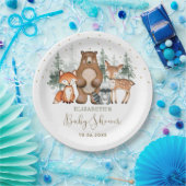 Niedliche Waldgrün, Gold Baby Dusche Pappteller (Party)