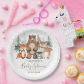 Niedliche Waldgrün, Gold Baby Dusche Pappteller (Party)