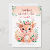 Niedliche Waldhirsche Geburtstagskarte Einladung (Vorderseite)