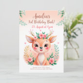 Niedliche Waldhirsche Geburtstagskarte Einladung (Stehend Vorderseite)