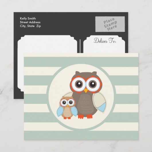 Niedliche Waldhügel; hellgrün Postkarte (Vorne/Hinten)