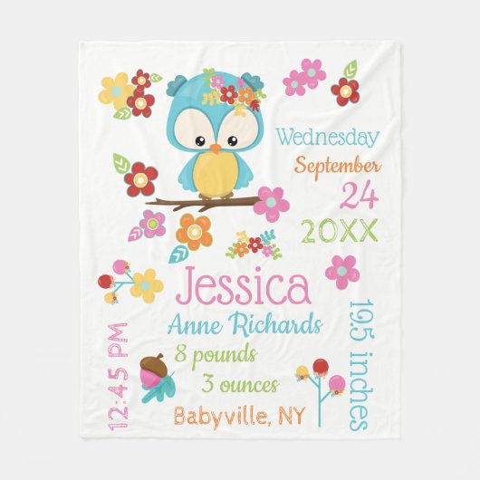 Niedliche Waldhühner-Junggeburtsdaten Fleecedecke (Vorderseite)