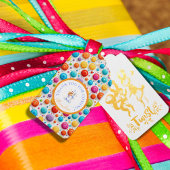 Niedliche Waldkaninchen tanzen Regenbogen Polka Do Geschenkanhänger