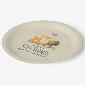 Niedliche Waldkreaturen Cartoon Kinderdusche Pappteller (Schrägansicht)