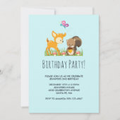 Niedliche Waldkreaturen Cartoon Zeichnend Geburtst Einladung (Vorderseite)