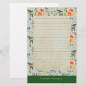 Niedliche Waldkreaturen Tiermuster mit Linienführu Briefpapier (Vorne/Hinten)