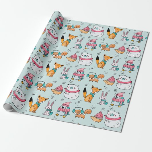 Niedliche Waldkritter Geschenkpapier (Ungerollt)