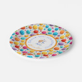 Niedliche Waldtanzkaninchen Polka Dots Muster Pappteller (Schrägansicht)